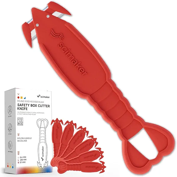 Safety Box Cutter, 120-Pcs Lobster Box Cutter Package Opener of Recessed Concealed Stainless Steel Blade, for Carton, Box, Shrink Plastic Straps, Fathers Day Dad Gifts