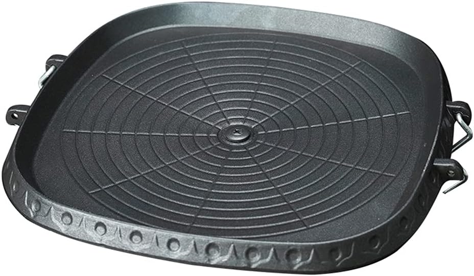 Korean BBQ Non-Stick Square Grill Pan with Natural Material 6 Layer Coating Easy Grease Draining 11.8 Inch Gas Range Grilling Pan for Both Home & Outdoor
