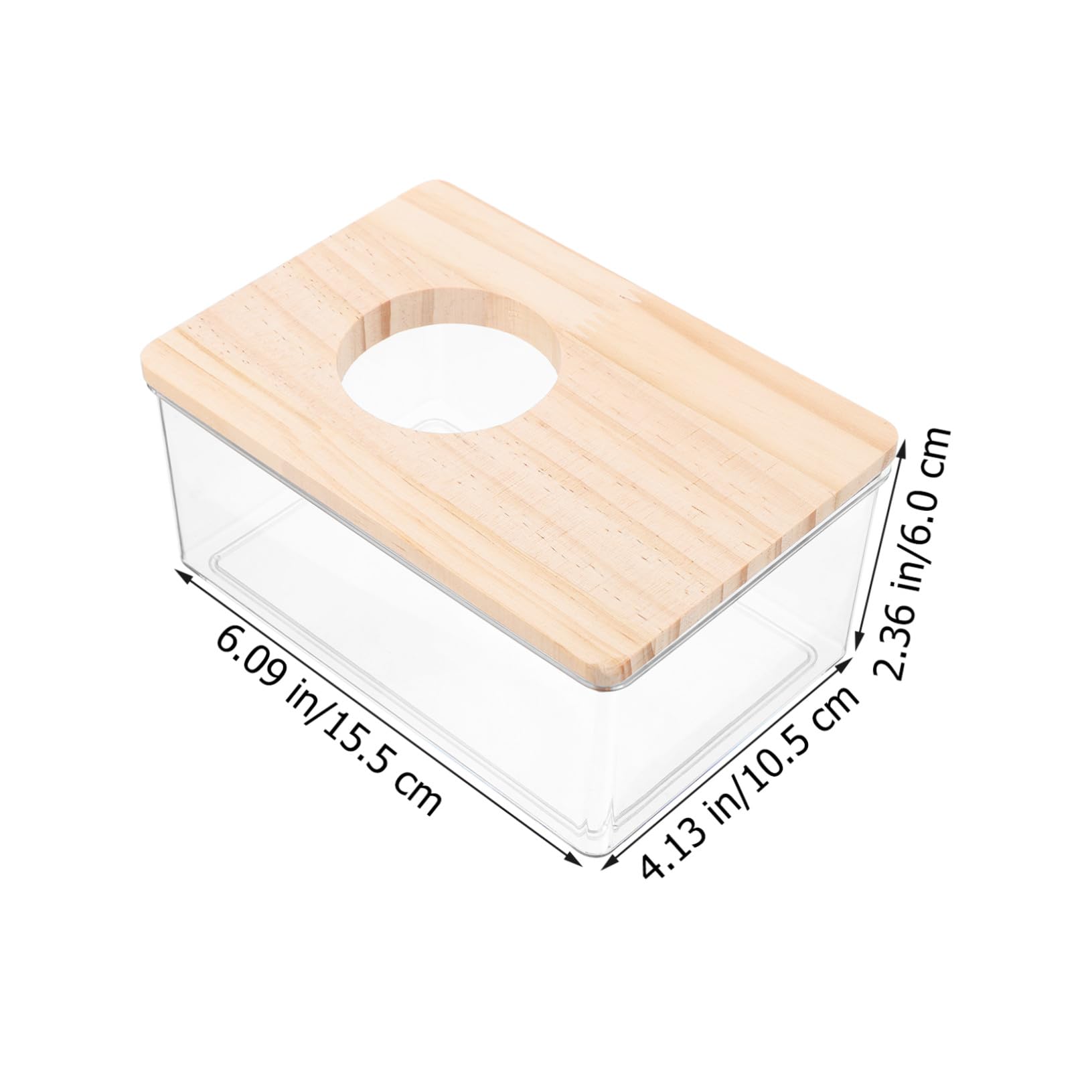 TEHAUX Hamster Sandbad Kasten Mit Acryl Kasten Und Holzabdeckung Transparent Multifunktional Als Toilette Und Badewanne Für Kleintiere Wie Chinchillas Mäuse Und Hamster Haushalt Kleintierzubehör