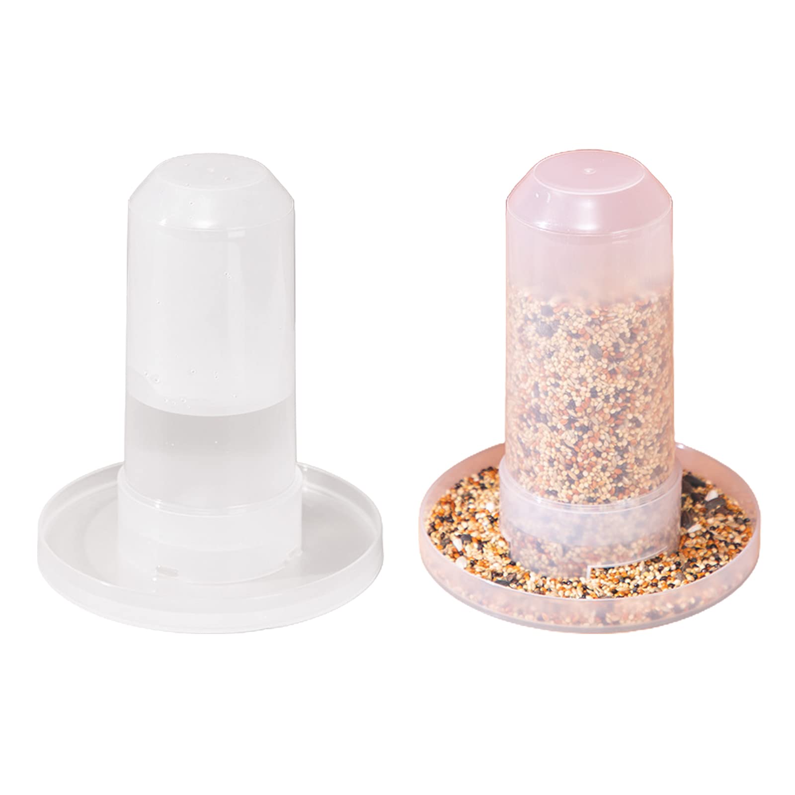 Asukohu Chicken Food Water Dispenser Chicken Poultry Transparent Design Feed Bucket Outdoor Practical Bird Feeder Drinker Plastic Seed and Water Dispenser