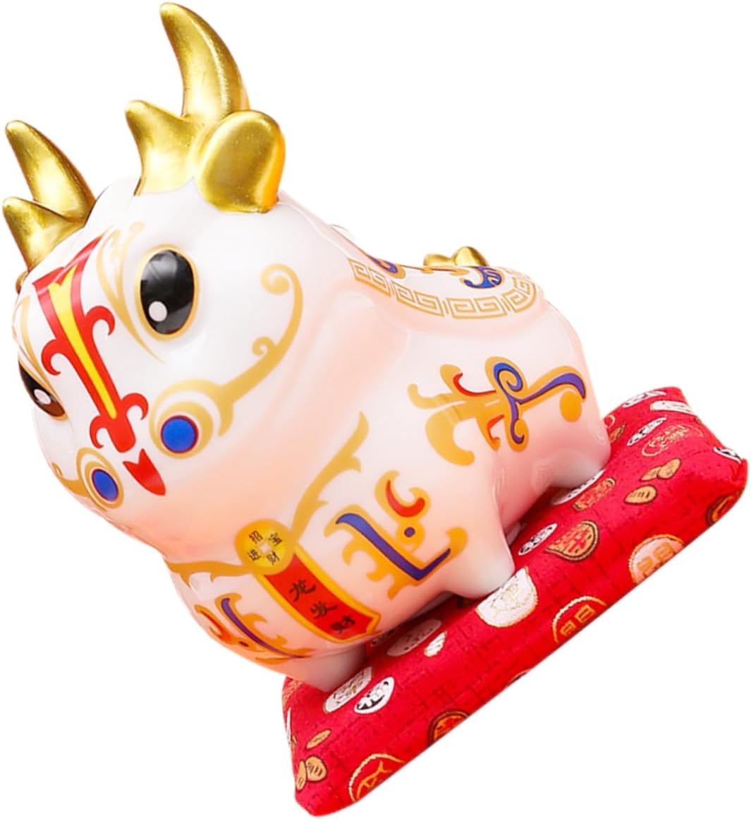 FAVOMOTO Adorable Little Dragon Shape Sturdy Ceramic Piggy Bank for Money Saving