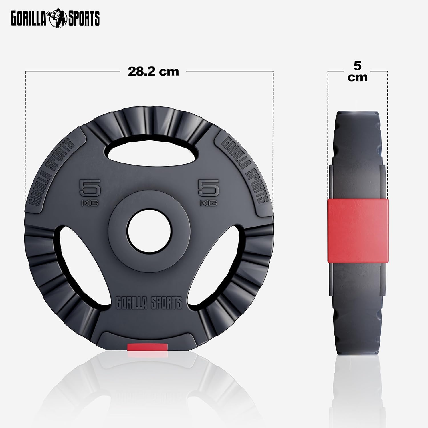 GORILLA SPORTS® Disques de Poids - Olympiques, 1,25kg, 2,5kg, 5kg, 10kg, 15kg, 30kg Poids, Individuel/Ensemble, Ø 50mm - Disques d'Haltères, Ensemble de Plaques, Musculation, Haltérophilie, Fitness