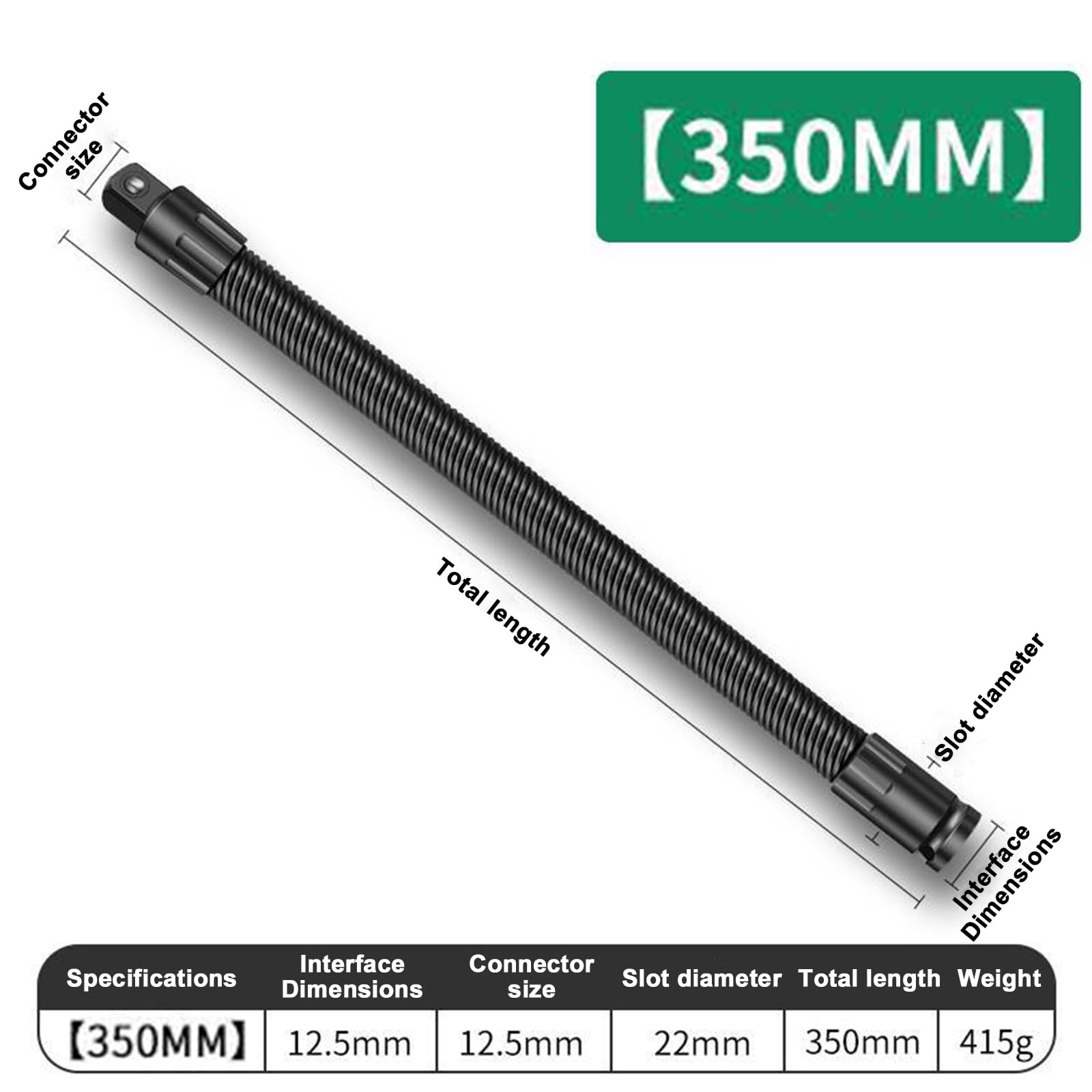 1/2 in Flexible Shaft Extension Extender with Spring Steel Shaft Ratchet Spanners Torque Socket High Torque Electric Wrench Connecting Rod for Bolt Fastener Corner Mechanic Repair Machinery - Image 7
