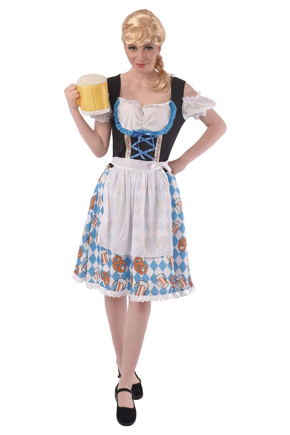 MOYGOR Dirndl Women's Oktoberfest Outfit Costume Dress Beer Festival Dress Halloween Carnival, White Blue, S BigaMart MOYGOR Dirndl Women's Oktoberfest Outfit Costume Dress Beer Festival Dress Halloween Carnival, White Blue, S BigaMart