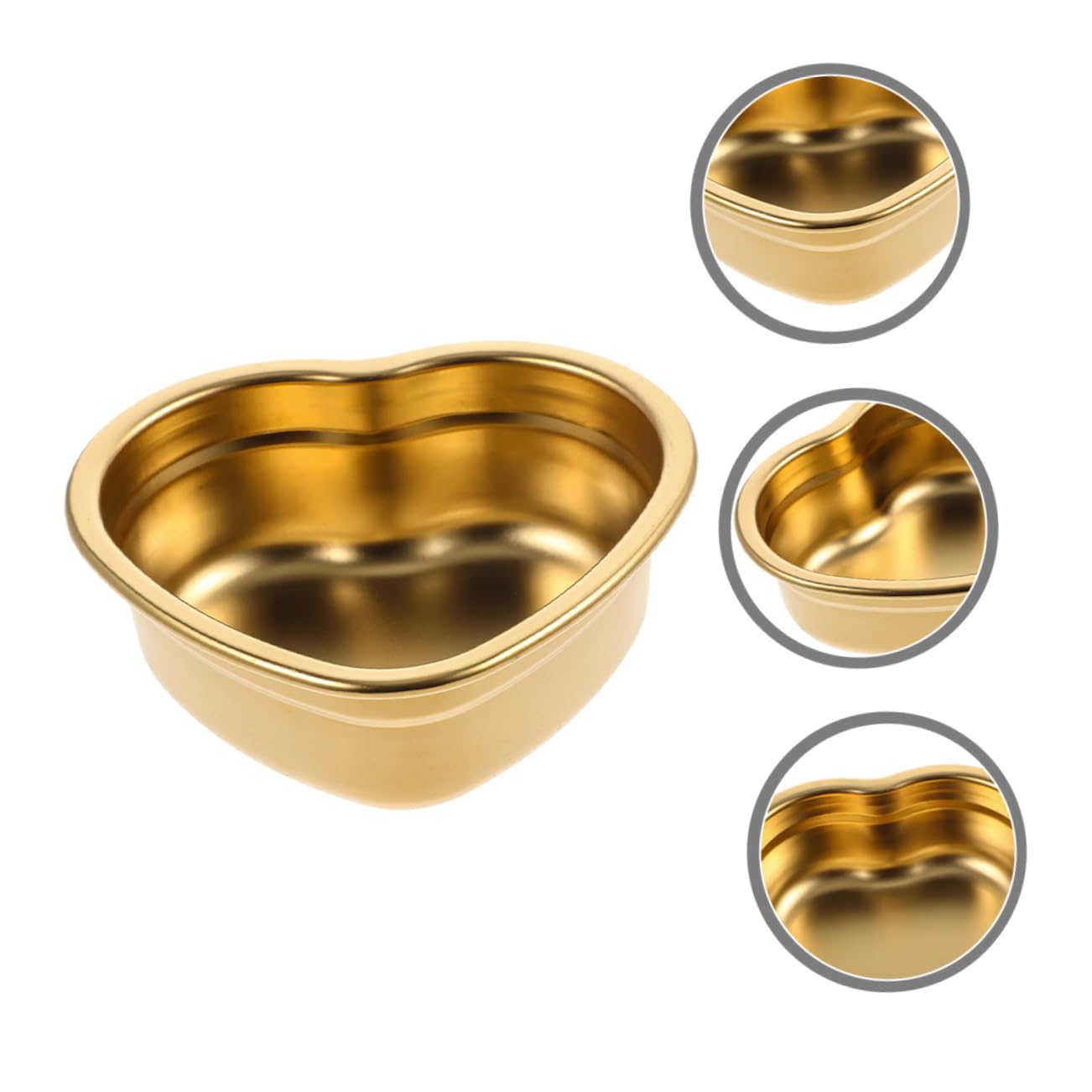 HOMOCONO Heart Shaped Snack Plate Centerpiece Bowl Fruit Bowl Serving Platters Cake Plate Food Serving Bowl Korean Gold Bowls Condiment Sauce Cup Candy Bowl Golden Stainless Steel re-usable
