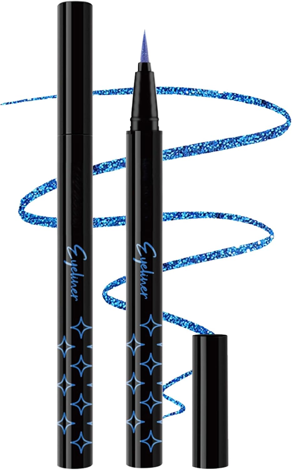 Blue Liquid Glitter Eyeliner, Metallic Finish, Water Resistant, Durable, Waterproof, Smooth, Liquid, Colourful Eye Pencil, Highly Pigmented Glittering Eyeshadow, Liner Makeup for Cosplay