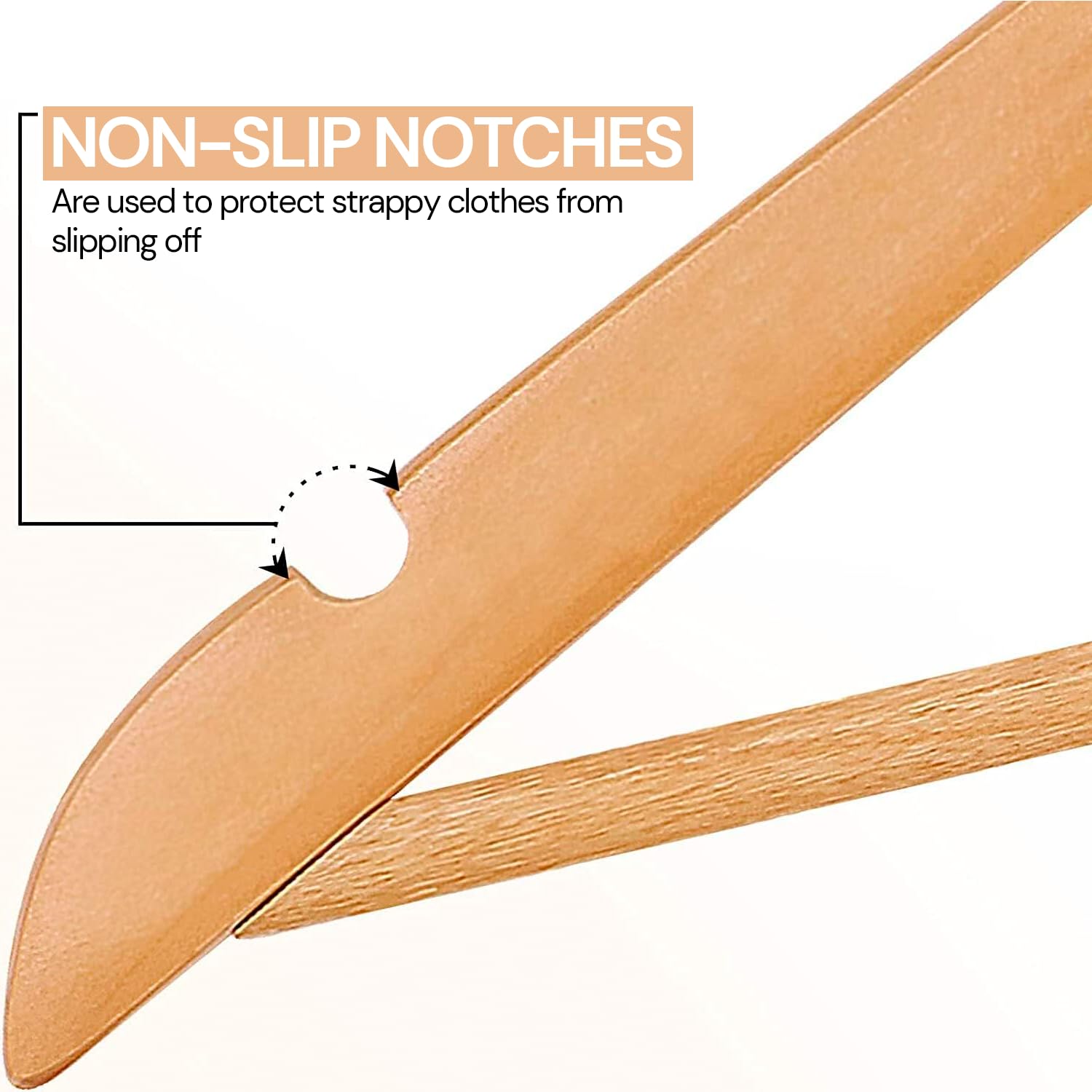 edihome, Grucce Legno, Confezione da 20, Appendiabiti con Scanalature su Spalle, Gancio Girevole a 360° e Barra Portapantaloni Antiscivolo, per Completi Camicie Cappotti (Legno, 20 unità)