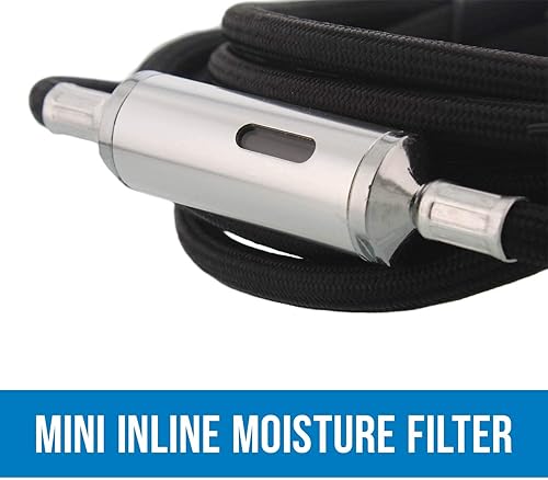 Miniatura 4 de Master Airbrush Compresor de aerógrafo TC-77 con tanque pequeño, regulador, mini filtro de humedad en línea y manguera trenzada de 6 pies, 47 dB,