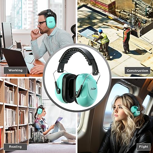 Image of ProCase NRR 28dB Noise Reduction Ear Muffs, Foldable Adjustable Passive Noise Cancelling Headphones for Adults Kids Autism, Hearing Protection for Shooting, Construction, Mowing, Studying -Teal