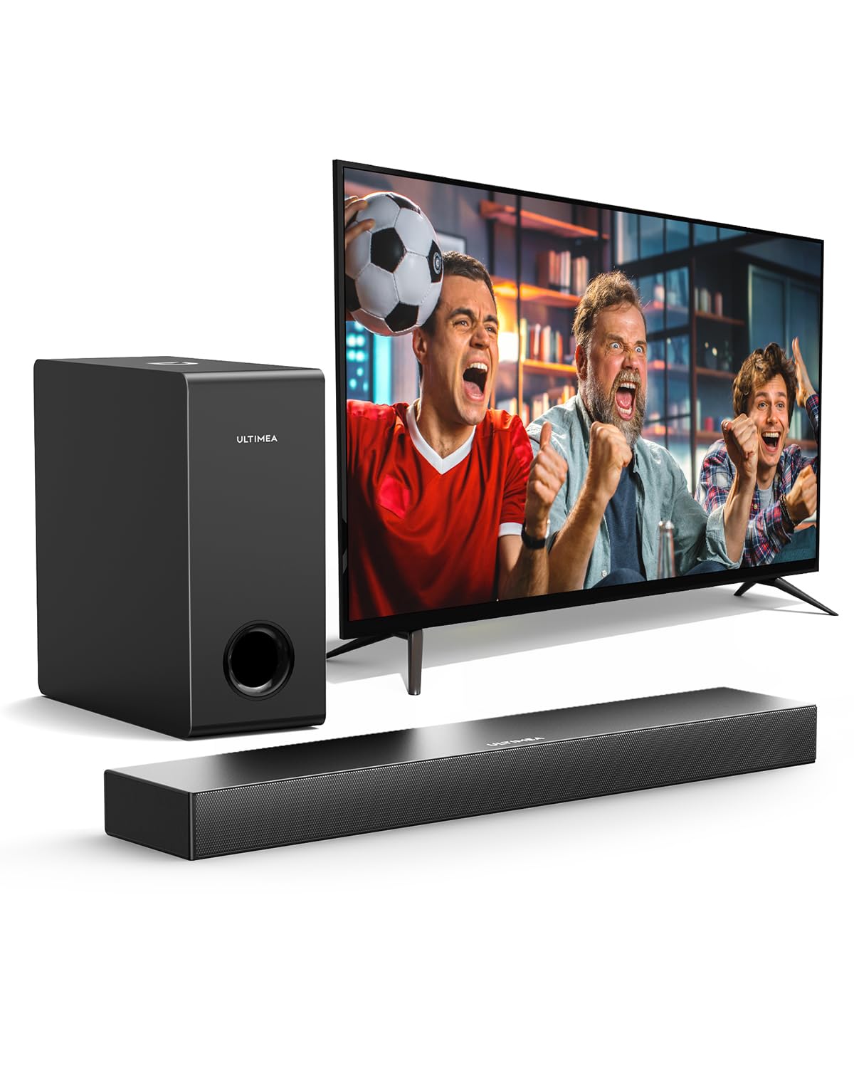 ULTIMEA Barra de Sonido para TV con Subwoofer, Potencia Máxima 160W, BASSMAX, Barra de Sonido Surround 2.1 para PC con 3 EQ, Bluetooth 5.3/HDMI/óptico/AUX/Montaje en Pared, Serie Ultra Slim Nova S40