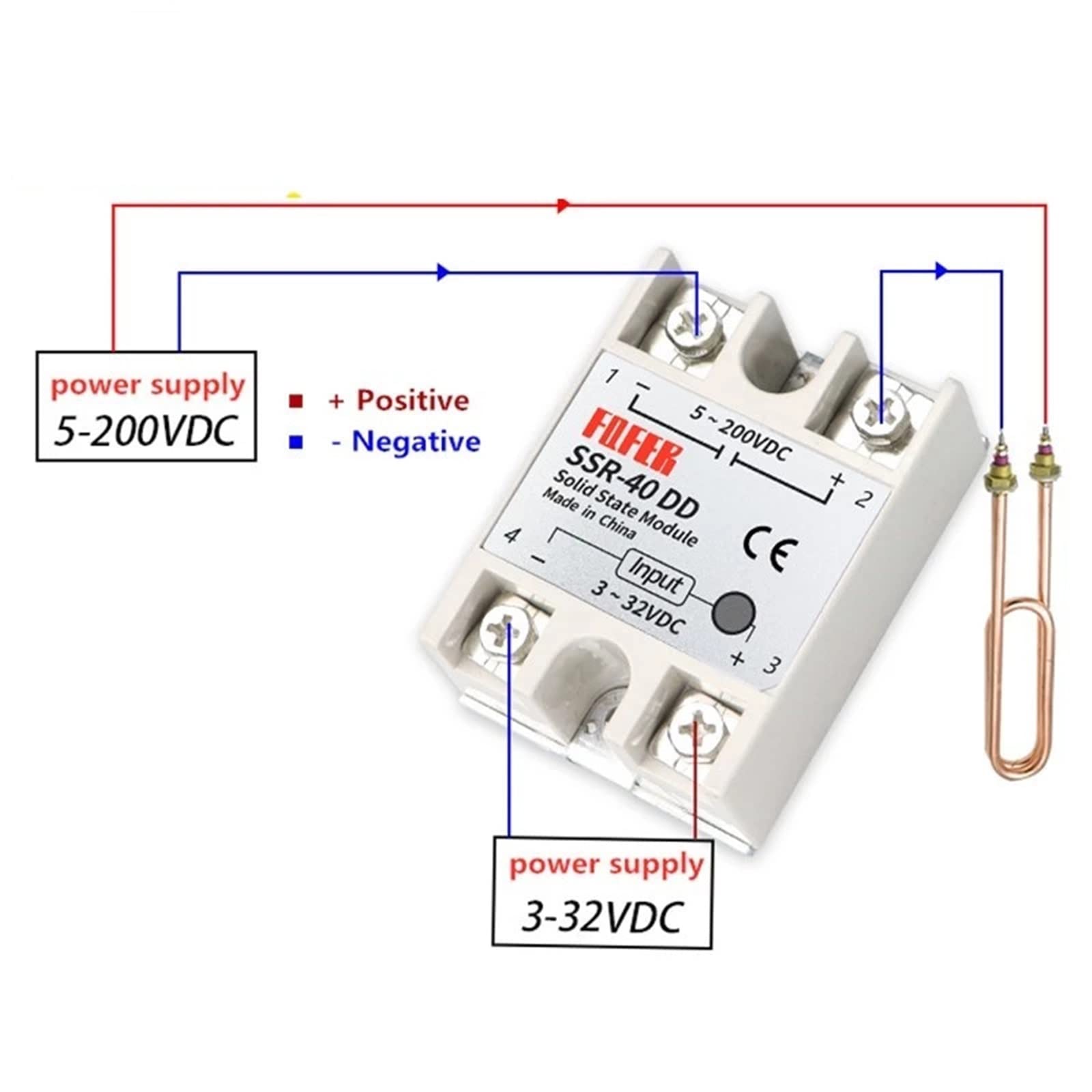 SSR-10DD SSR-25DD SSR-40DD SSR-100DD10A 25A 40A 100A Solid State Relais Modul 3-32V Eingang DC 5-250V DC Ausgang Ersatzteile(Size:SSR-100DD)