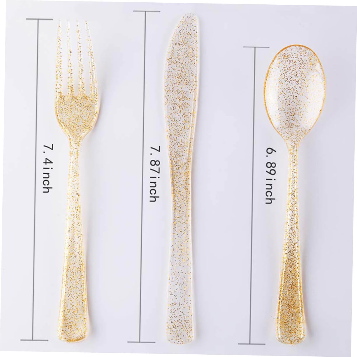 minkissy 30pcs Disposable Cutlery Set Gold Powder Plastic Utensils for Parties Weddings and Events Safe Material Elegant Design for Appetizers Desserts and More
