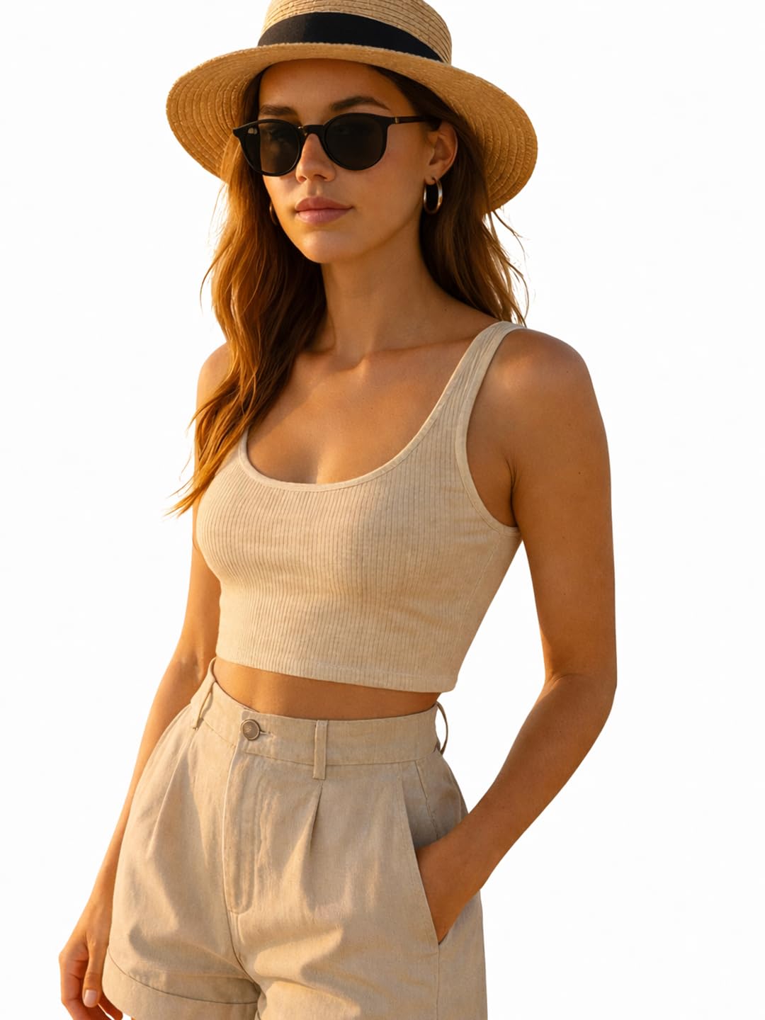 keri perry Tops for Women Crop Top for Women's Tank Activewear Tee Sports Casual Square Neck Cotton Camisole-picture-15
