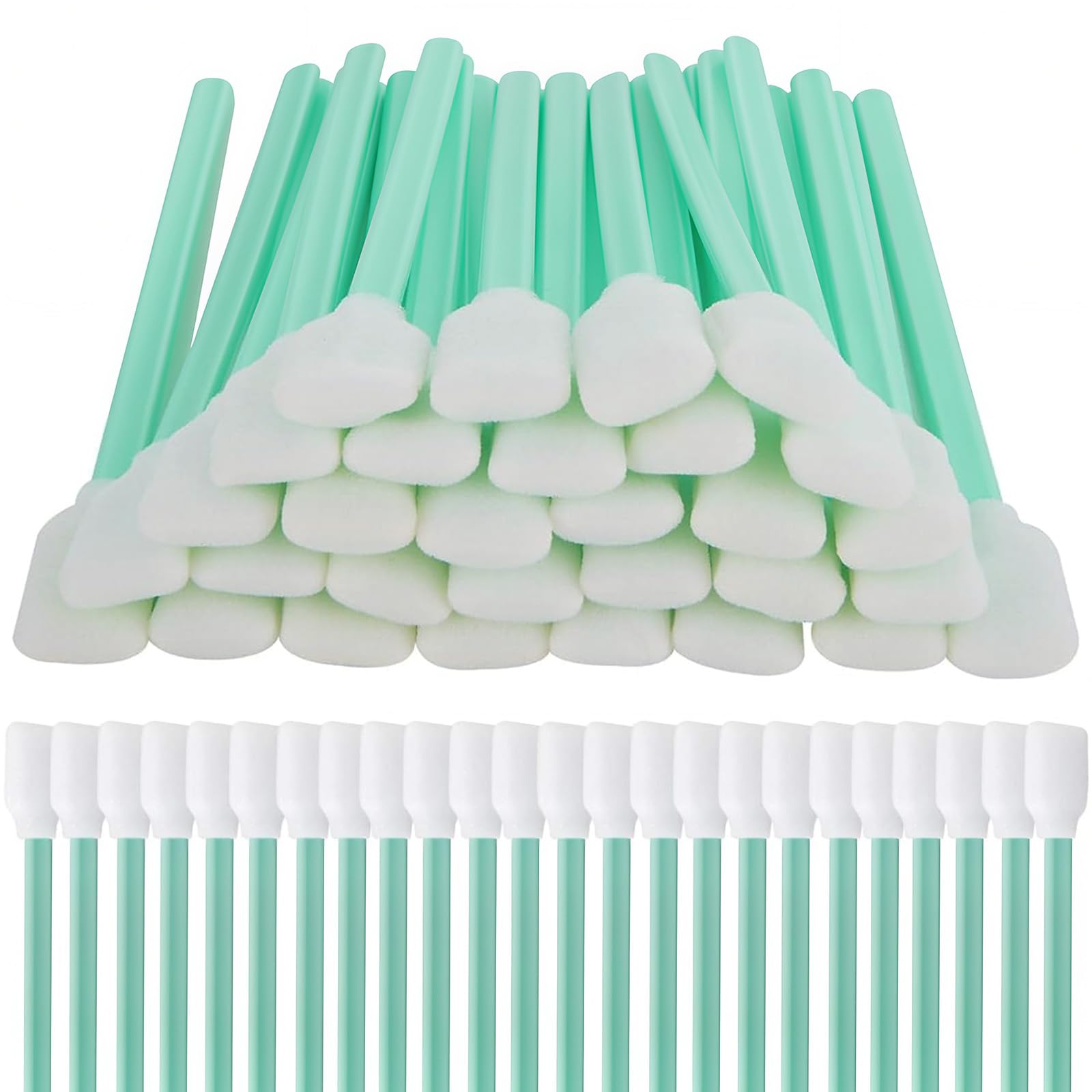 Jonlitze 300 Pcs Foam Tip Cleaning Swabs, 13 x 1.6 cm Square Rectangle Foam Cleaning Swab Sticks, Green Foam Cleaning Swabs Sticks for Camera, Optical Lens, Inkjet Printer, Optical Equipment