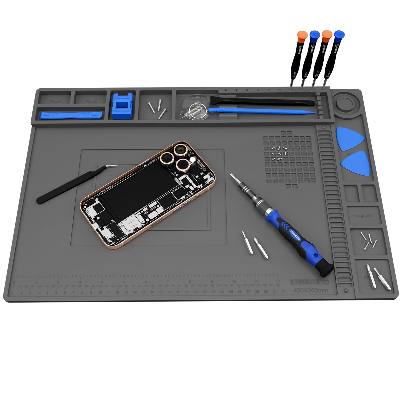 STREBITO Soldering Electronics Repair Mat, Magnetic Work Mat 17.7''x 11.8''