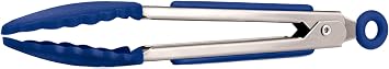 Tovolo Mini Silicone Easy-Grip Tongs, Non-Slip Handle, 8.25 Inches, Blue