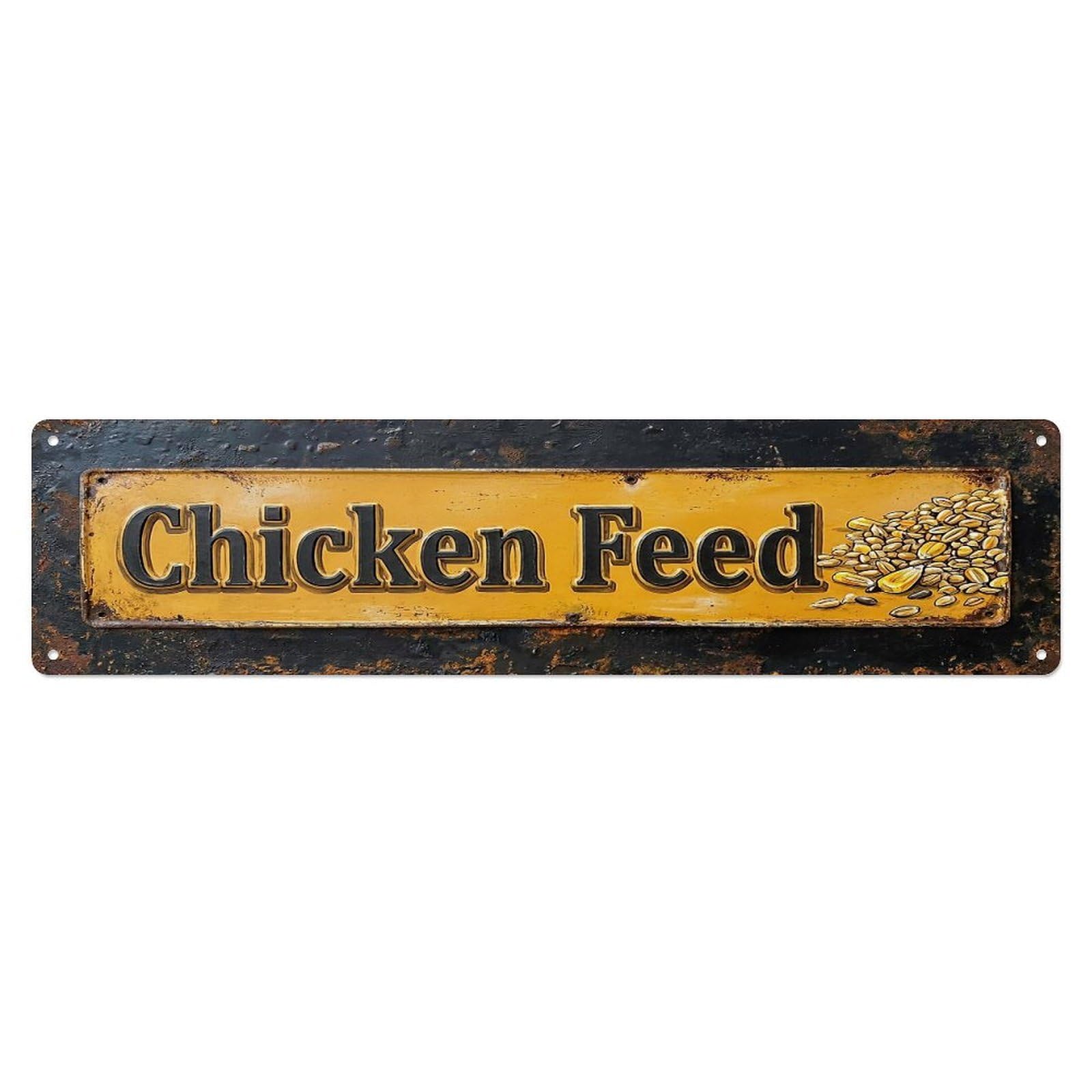 Vintage Chicken Feed Organic Farmhouse Metal Tin Sign