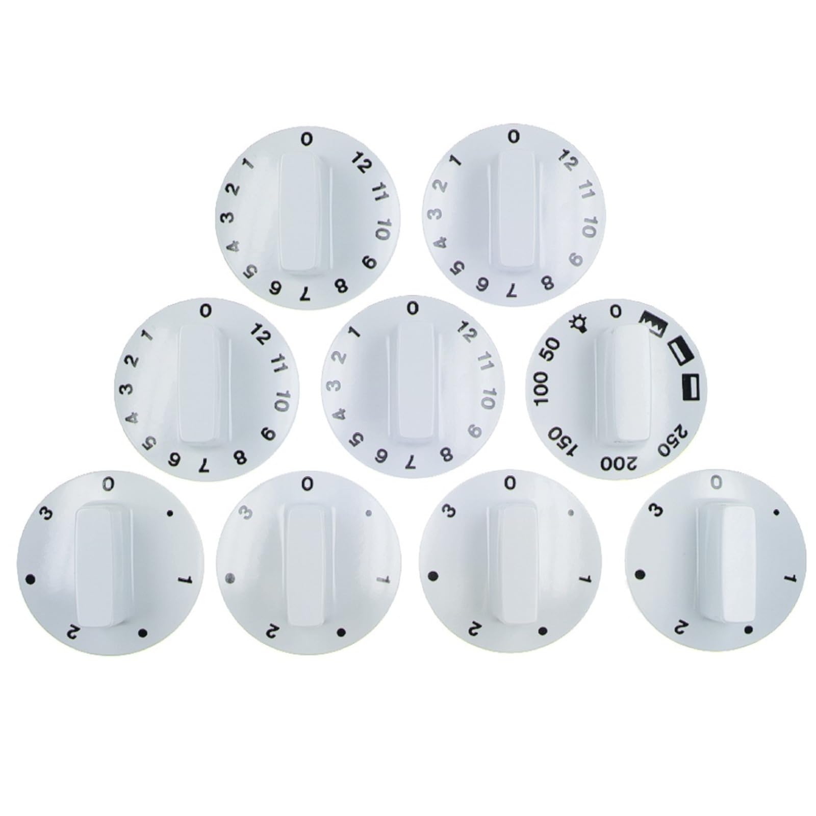 LUTH Premium Profi Parts Knebelset 9-Teilig Weiß Universal für Herd
