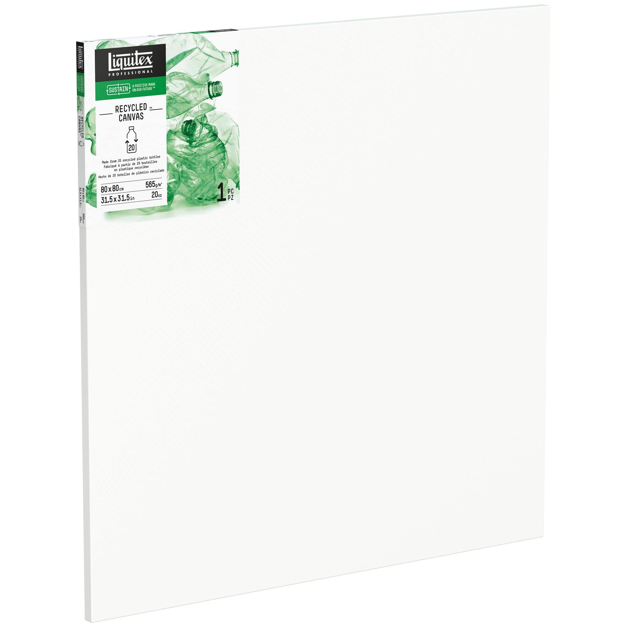 Liquitex 416080080 Rama do Noszy, Wykonana w 100% z Przetworzonego Plastiku, Jakość Płótna 565 G/M², FSC, Potrójnie Gruntowana do Farb Olejnych i Akrylowych Tradycyjna 80 x 80 cm
