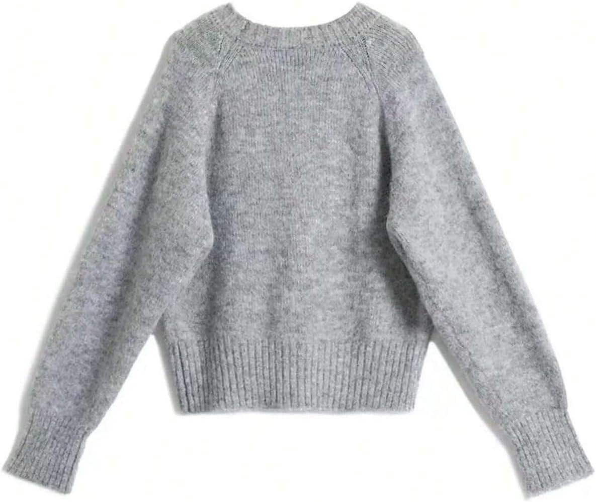 Verdusa Women's Coquette Bow Cozy Sweaters Fall Pullovers Raglan Sleeve Knit Tops