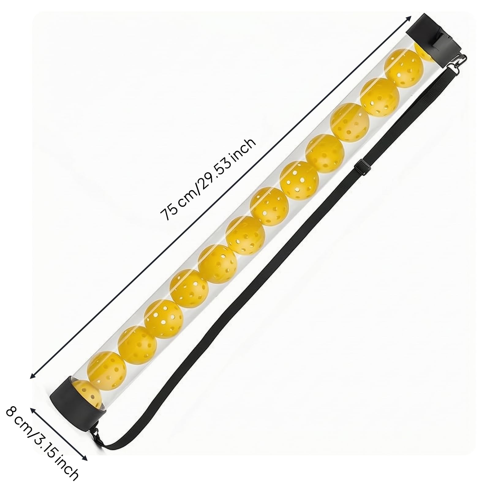 Tubo Raccoglitore di Palline Trasparente | Struttura Leggera da 0,8 Kg, Attrezzatura, per Campi da Tennis, Stile B