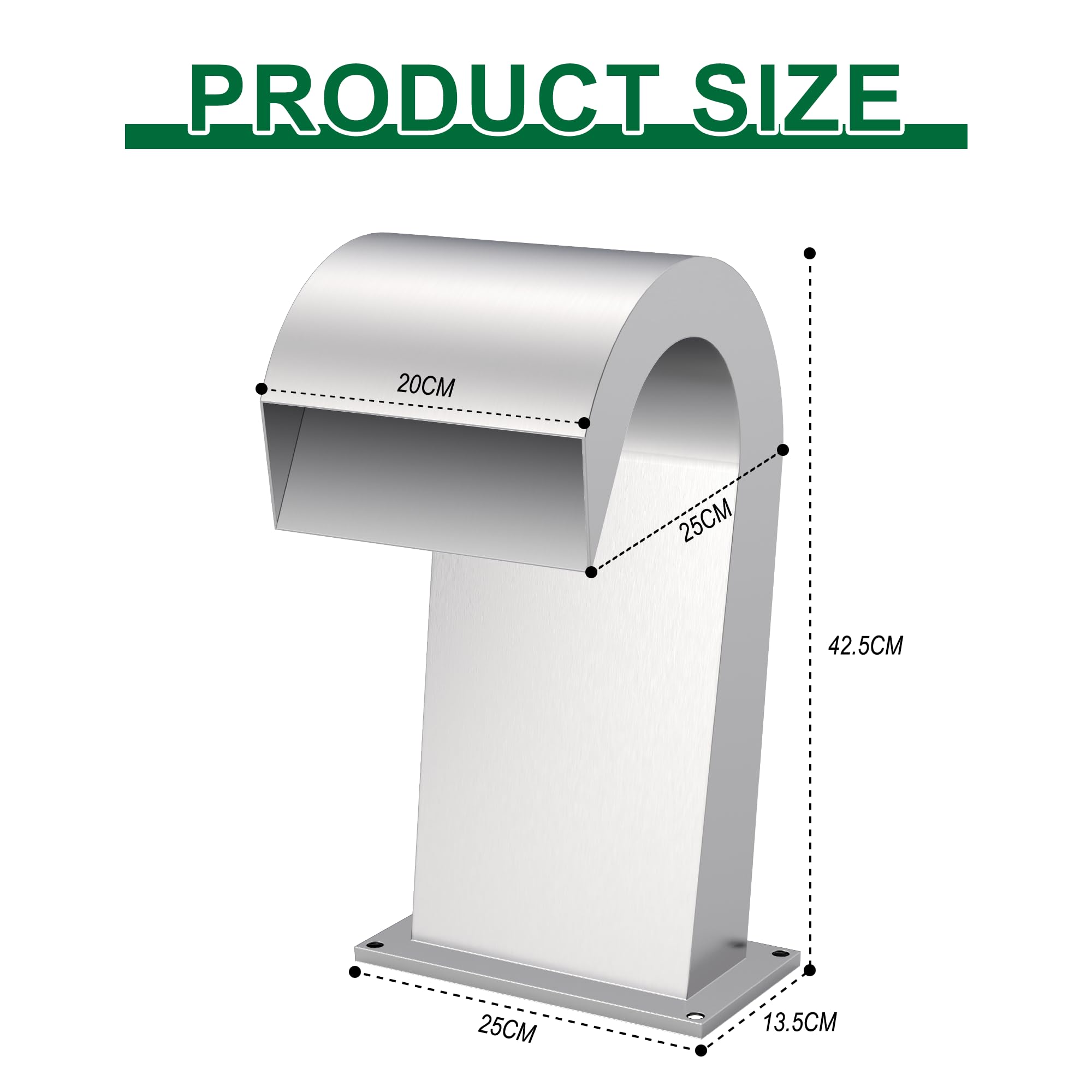Fuente de Piscina de Acero Inoxidable Curvada con Accesorios, cascadas de Estanque en Forma de S, Kit de Fuente de Agua al Aire Libre para jardín, Patio, Piscina, decoración de Piscina