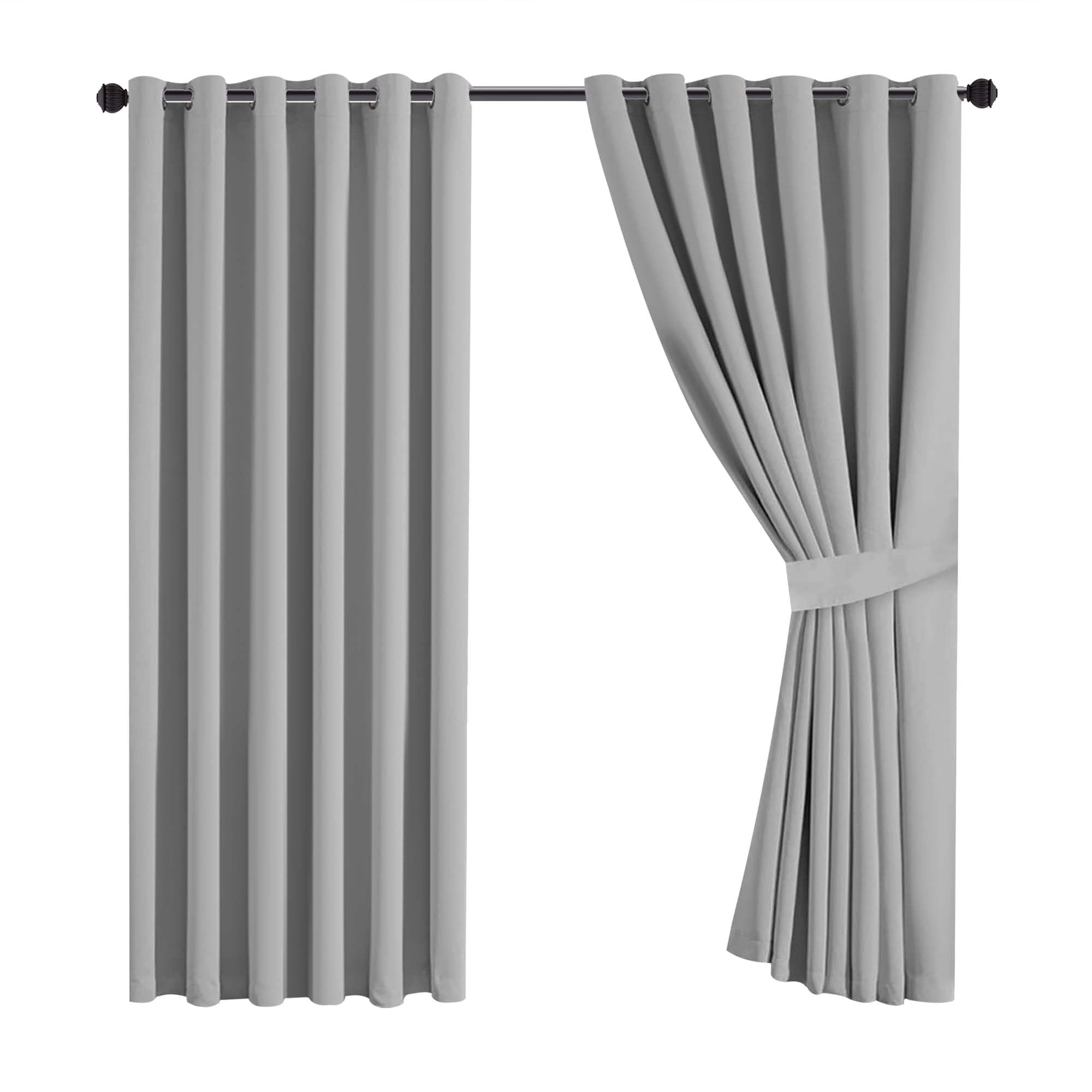 Yorkshire Bedding Blackout Eyelet Curtains for Bedroom 66x72 Inch Super Soft Thermal Insulated Light Grey Curtains Darkening Panels + 2 Tiebacks - Image 2
