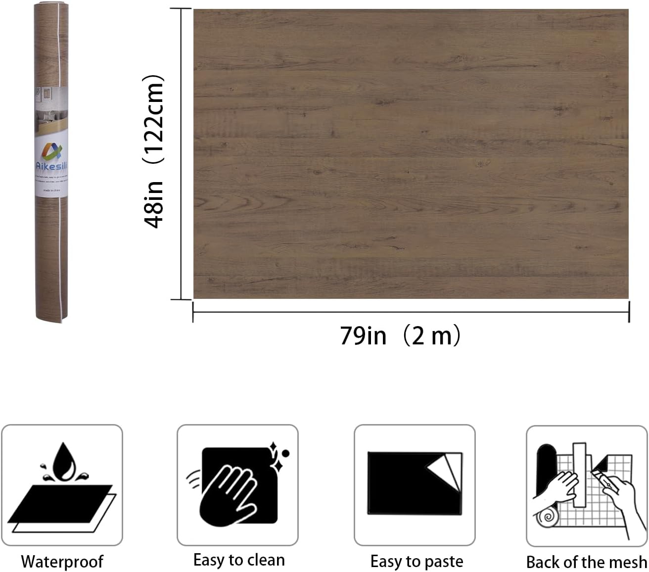 48''x79'' Large Wood Wallpaper Brown Wood Contact Paper Self Adhesive Wood Grain Contact Paper for Furniture Countertops Bubble Free Design Thick Removable Waterproof Top Vinyl Wrap