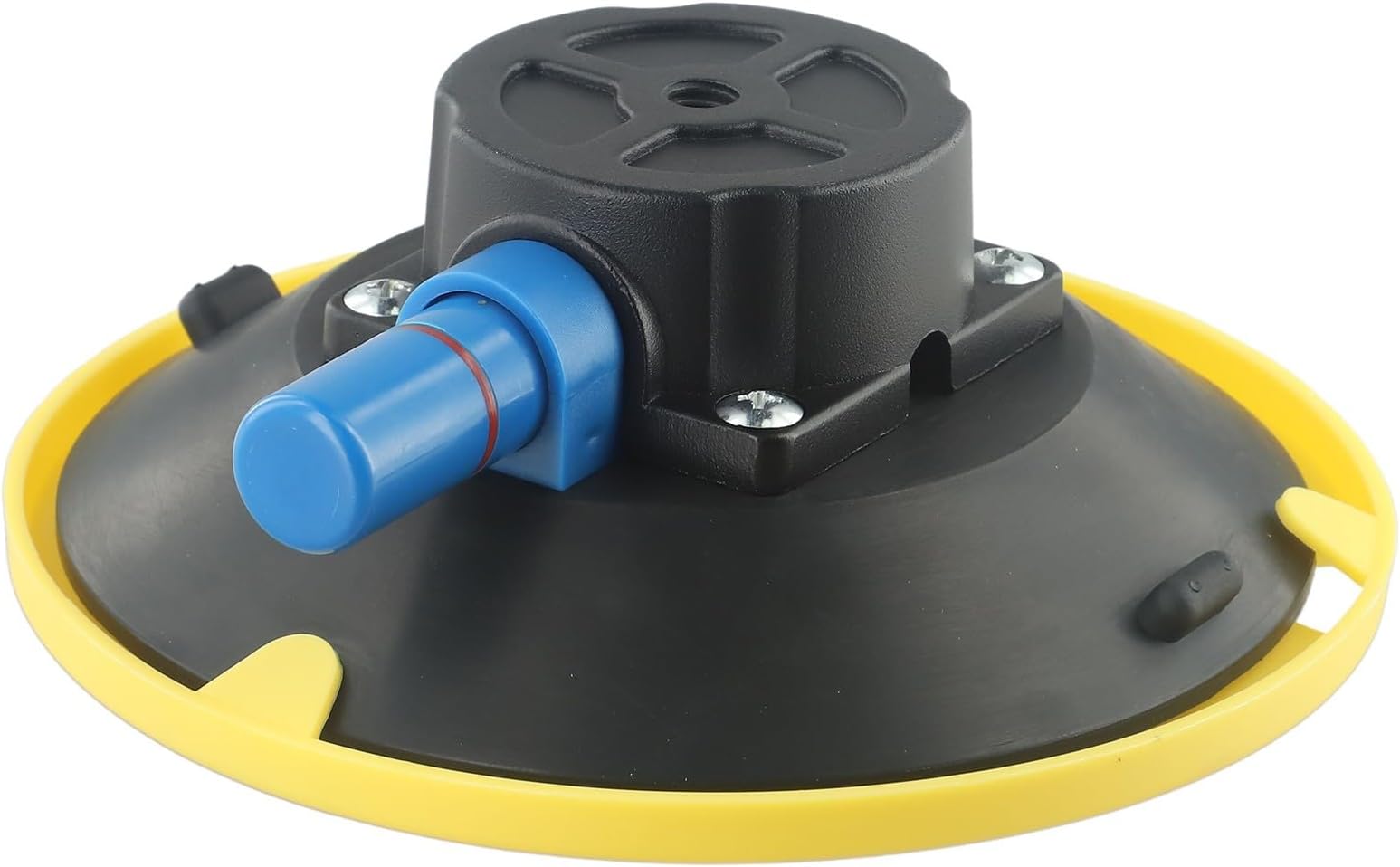 6 Inch Vacuum Suction Cup Mount Base with Hand Pump for Glass Metal Smooth Surfaces, Yellow Aluminum Rubber Sucker for Cars Boats RVs, 70 Lbs Capacity, M6 M8 1 4" 3 8" Thread