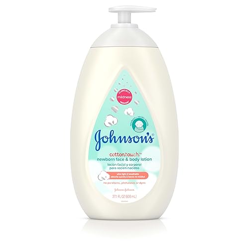 Johnsons CottonTouch - Loción facial y corporal para bebé recién nacido hidratante hipoalergénica para la piel del bebé hecha con algodón real sin