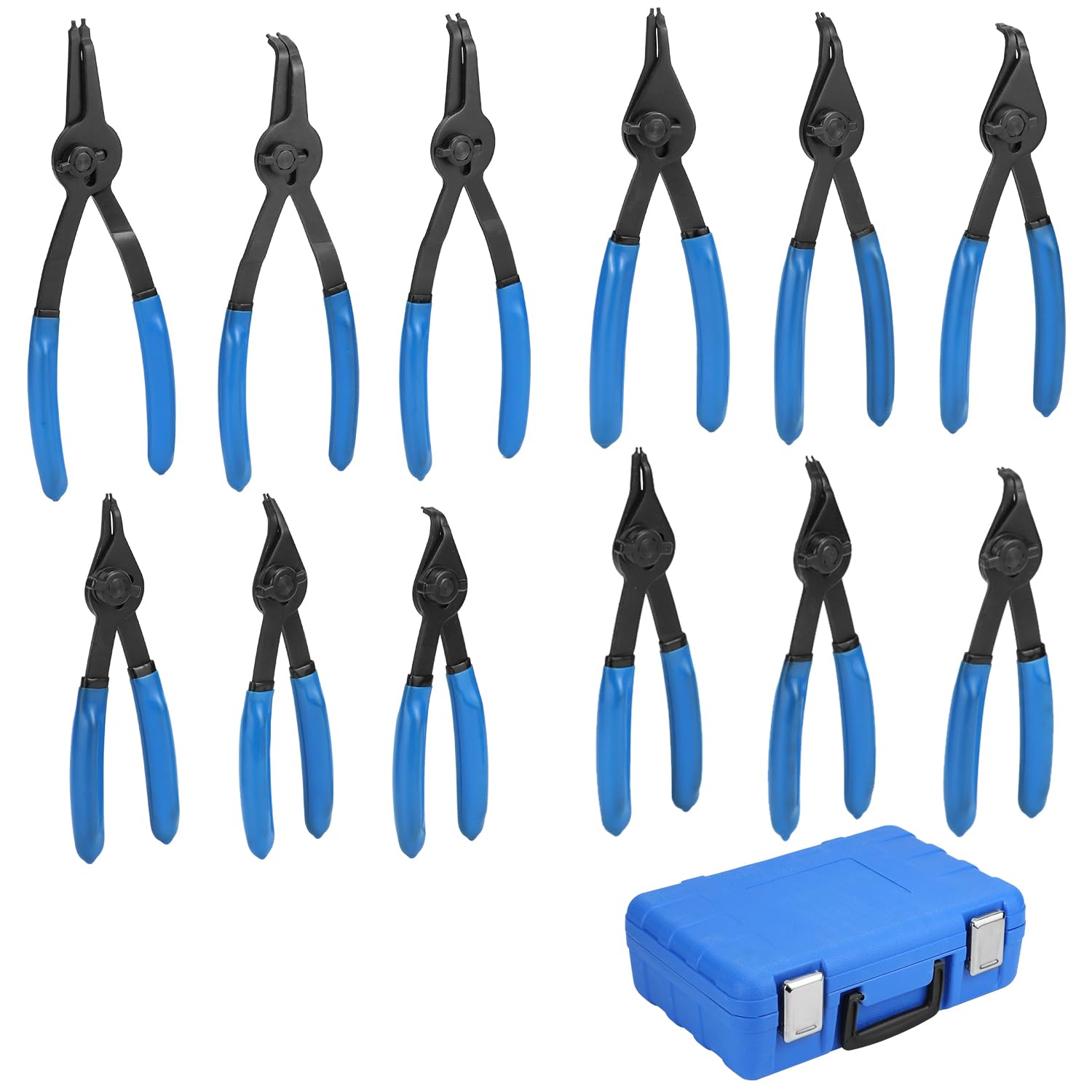 QWORK 12 Piece Versatile Retaining Snap Ring Pliers Set, Heavy-Duty Chrome-Moly Steel