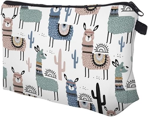 Miniatura 5 de LOOMILOO Bolsa de maquillaje pequeña con estampado de margaritas, bolsa de cosméticos para mujer, bolsa organizadora para un regalo, Alpaca 51444