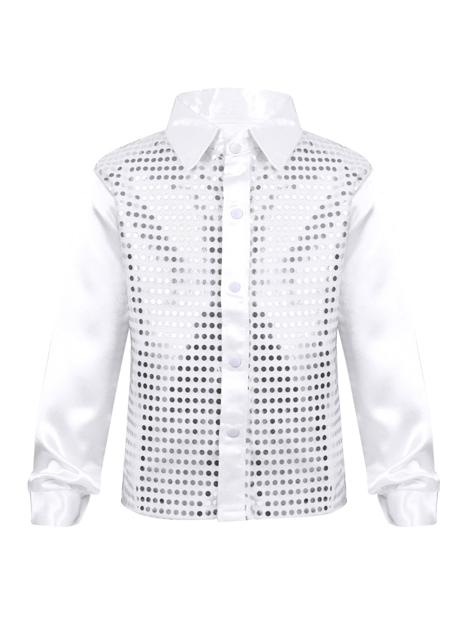 Lejafay Abbigliamento da Ballo Latino Jazz per Bambini con Paillettes Lucenti Camicia A Maniche Lunghe E Pantaloni A Zampa per Esibizioni E Competizioni 714 Anni