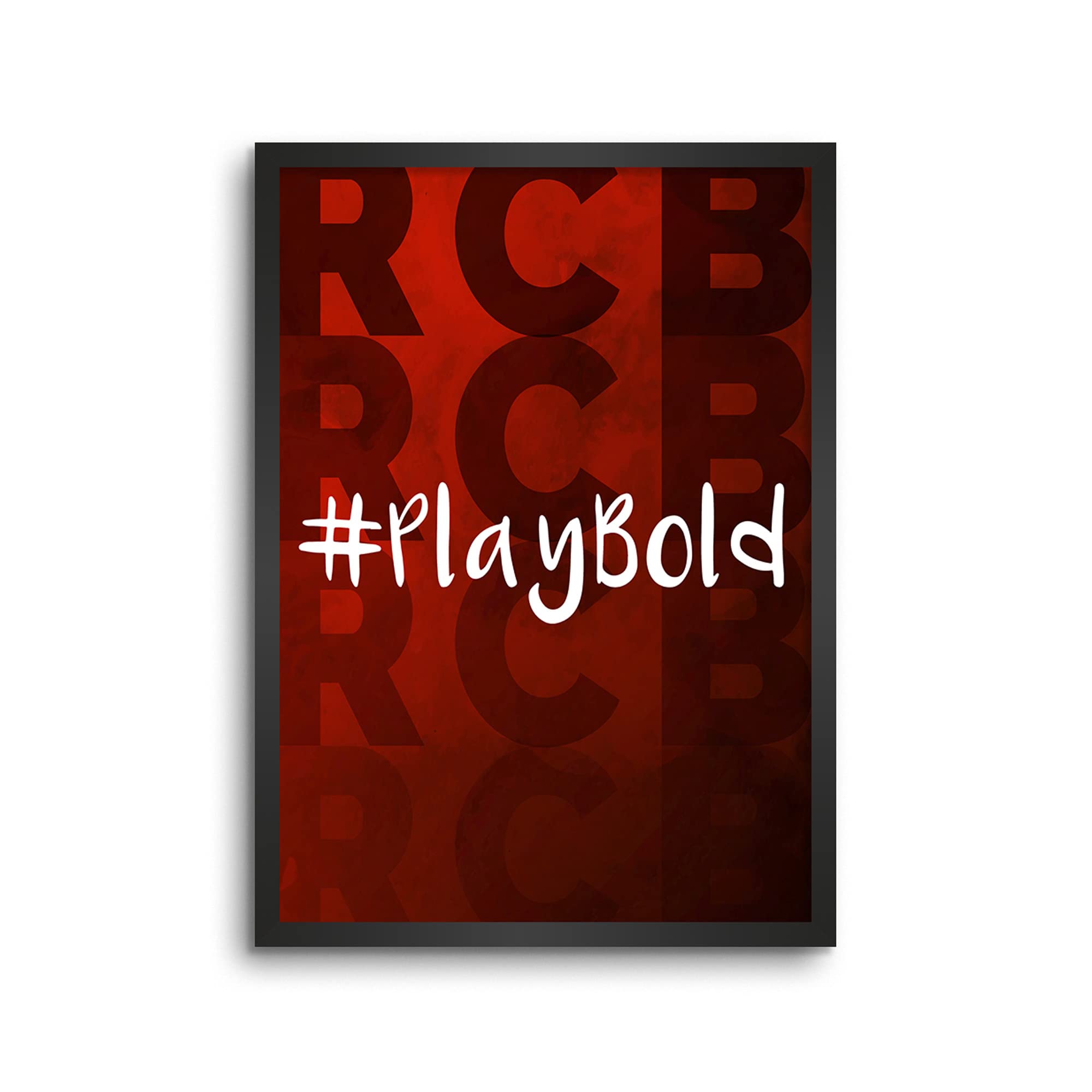 LAMRON PlayBold RCB Wall Decoration Art Framed Poster, 8 Inch x 12 Inch, Glass with 0.5 Inch Black Wooden Frame
