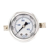 Vista 12 de PIC Gauges 203L-204M Medidor de presión relleno de glicerina con abrazadera en U con carcasa SS/bisel, internos de latón, lente de PC, dial de 2