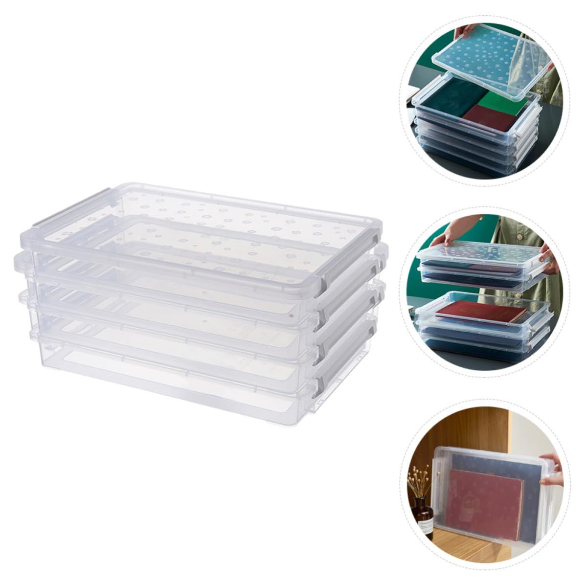 Ipetboom Scatola Trasparente per Documenti in Plastica Pp Multistrato, Resistente All'acqua e Portatile, Organizer per Ufficio e Soggiorno per Riviste e Fogli