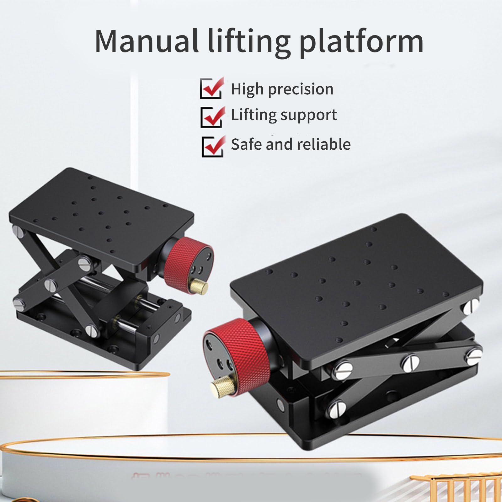 Mesa elevadora de aleación de aluminio, plataforma de elevación de tijera para equipos científicos, soporte de altura ajustable para levantar objetos y uso en laboratorio