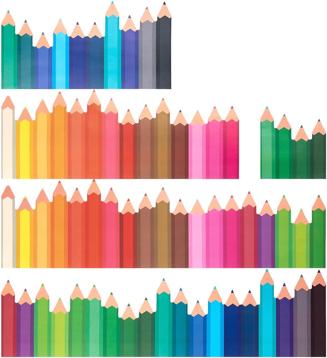 Alphatool 5 Pack 6.3 × 57 inches Bulletin Borders- Total 285 inch Cute Color Pencil Theme Bulletin Board Borders Decorative Trimmers, Back to School Border Trim for Classroom, School Decoration
