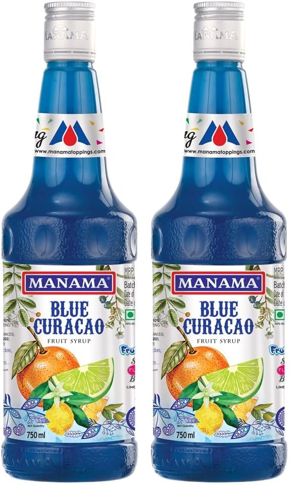 Image of Manama Blue Curacao Flavoured Syrup, Fruit Twist for Mocktails and Cocktails (750ML) (Pack of 2)