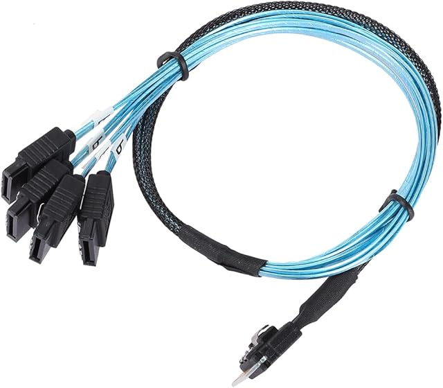 Pwshymi Computer MINI SAS Line, SFF 8654 To 4 Sata SCSI Technology Scalability Serial Technology Computer Data Transmission Cable MINI SAS 38p for Computer