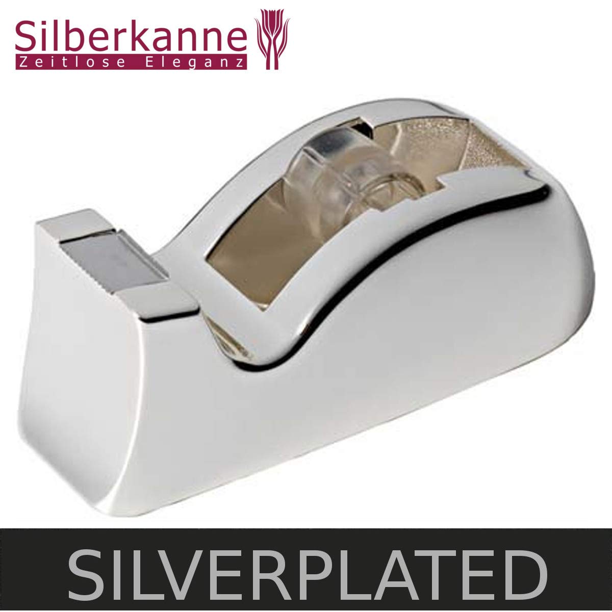 Dispenser di Nastro Adesivo, 13 x 5,5 x 5 cm, Argento Placcato in Argento. Accessori per scrivania in Argento