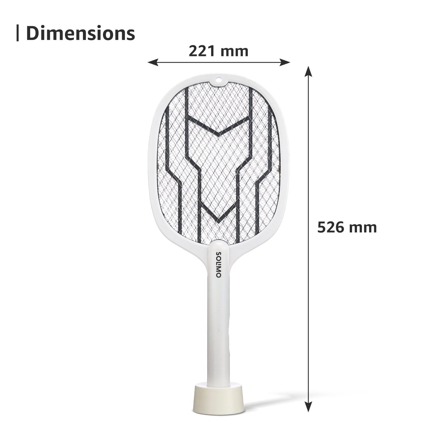 Amazon Brand - Solimo Anti Mosquito Racquet with Base Stand | Rechargeable Electric Fly Swatter | Handheld Bug Zapper Bat | 1200 mAH Li-ion Battery | USB Charging, White Grey 4