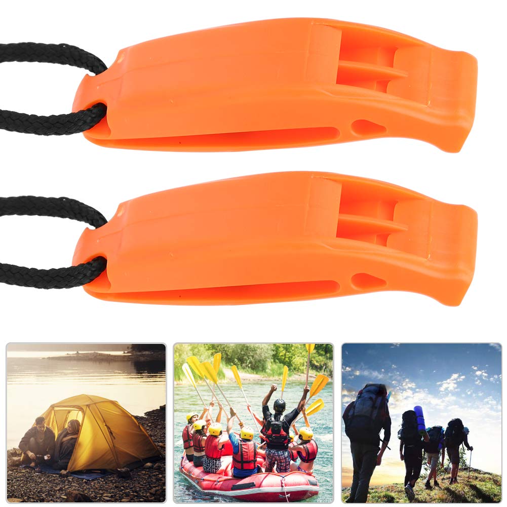 cardyven 8PCS Emergency Whistle, KS-923 Plastic Water Sports Emergency Survival Outdoor Double Frequency Multifunction Whistle Accessory Survival Shrill Loud Bla st Rescue Signaling (Orange)