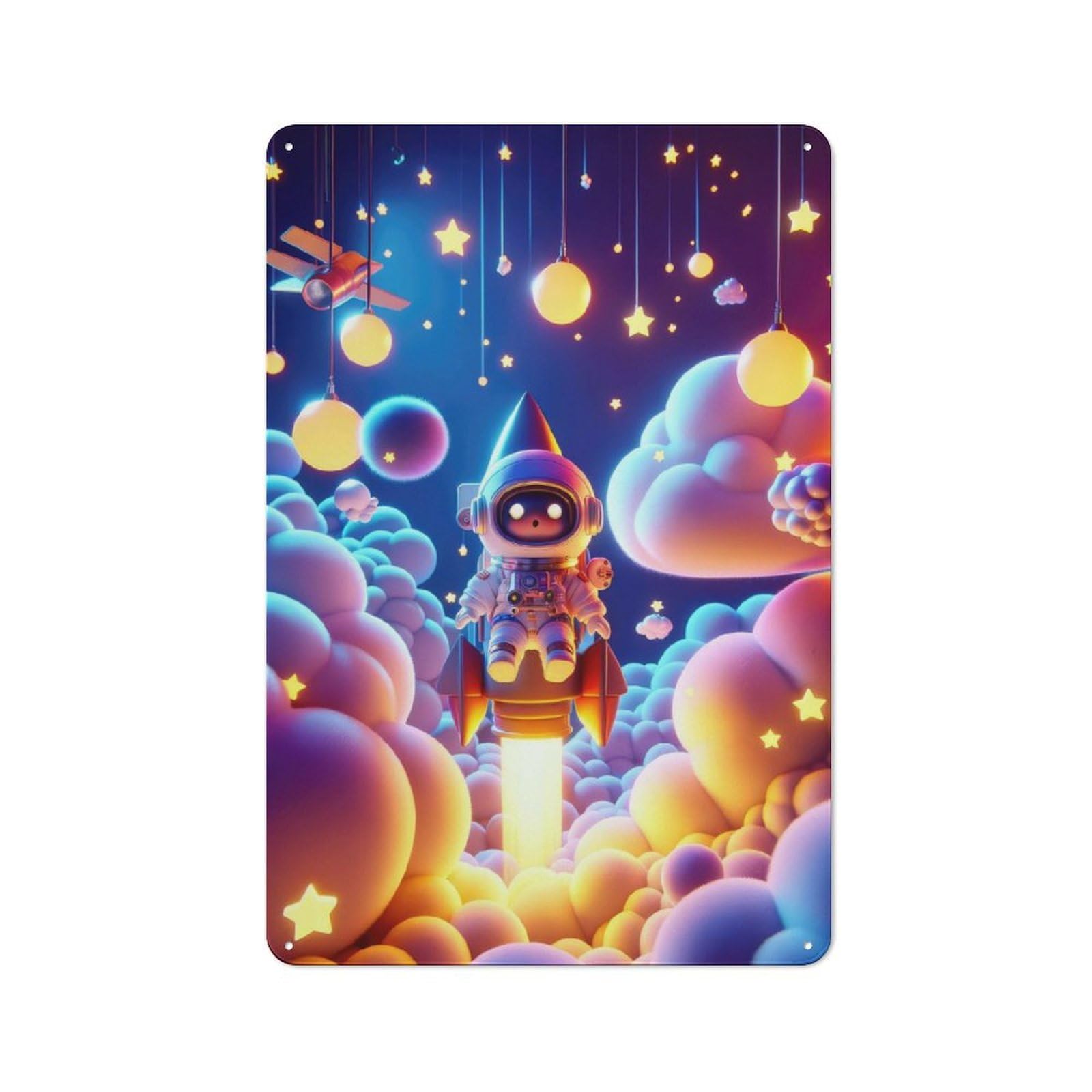 Junmoney Vivid Space Printed Metal Sign 30X20cm For Living Room Or Hallway, For Home Wall Decor Collectors