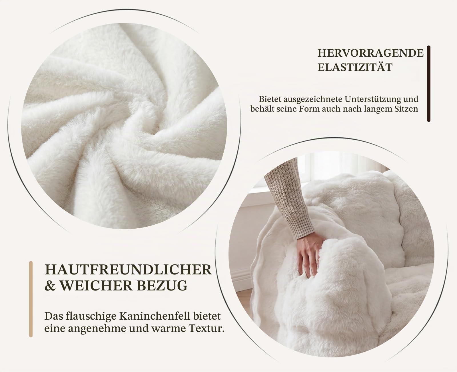 Sitzsack für Erwachsene, Bean Bag Sofa aus Kunstfell, Weiß