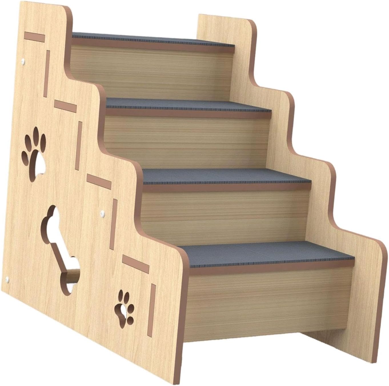 Wooden Pet Stair Dog Ladder,Puppy Stair,Non Slip Soft for High Bed for Other Small Pets Older Dogs Kittens Home, 4 Layer