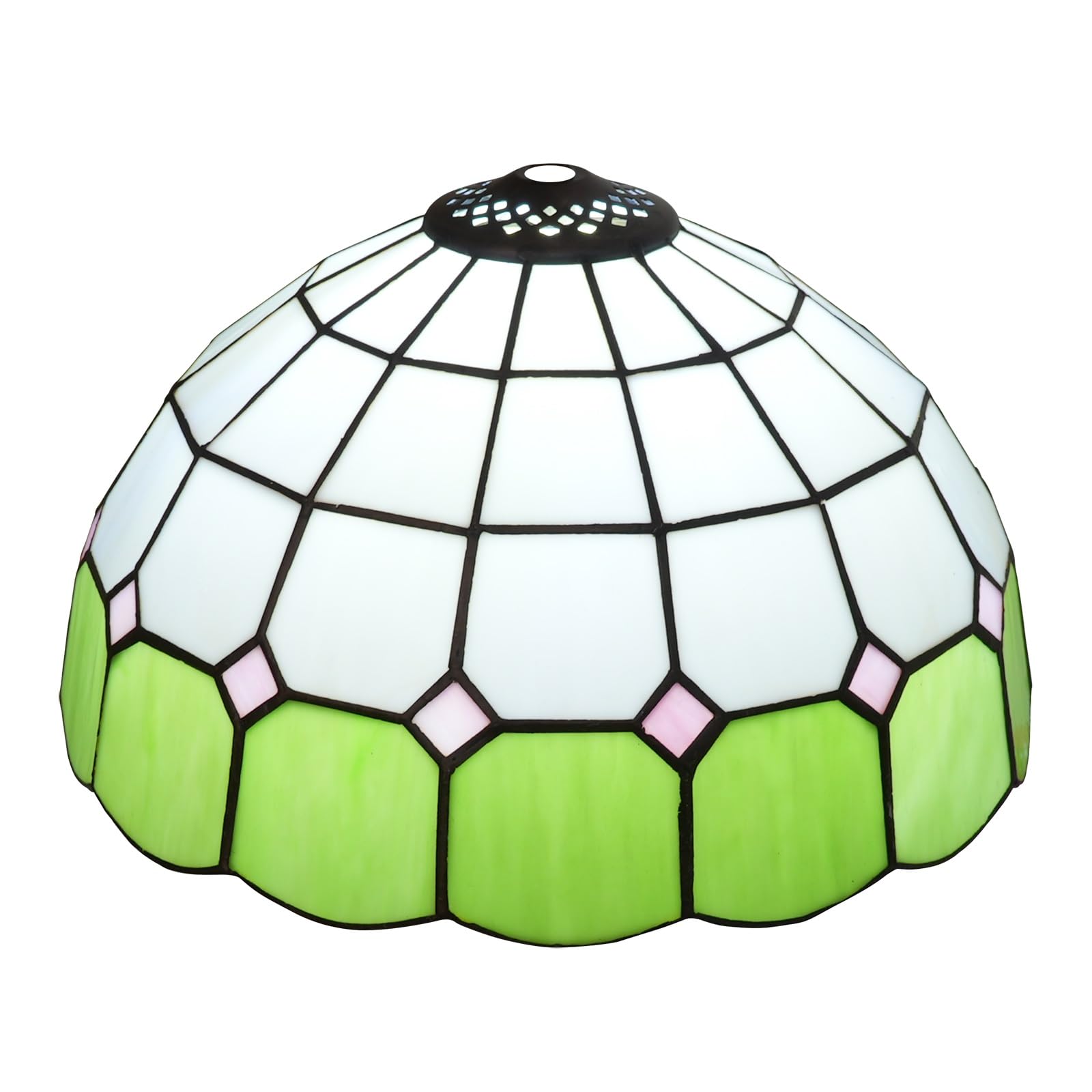 HJRegaFimu Shade Replacement 12" Mediterranean Simple Plaid Stained Glass Lamp Cover Accessories Fit For Table Pendant Light Floor Lamps(giallo)