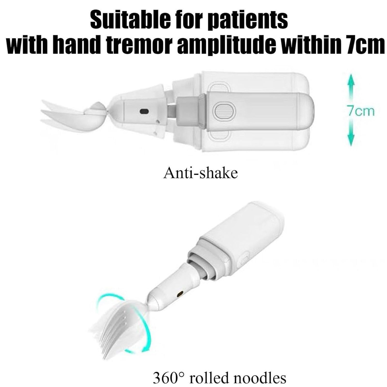 Juego de utensilios de cuchara adaptable para temblores de mano, tenedor y cuchara antivibración, ideal para artritis y ancianos, cubiertos para discapacitados para adultos, diseño ergonómico