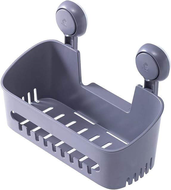 Uten Shower Caddy Drill-Free with Vacuum Suction Cup Removable Shower Shelf Storage Basket Powerful Suction Grey