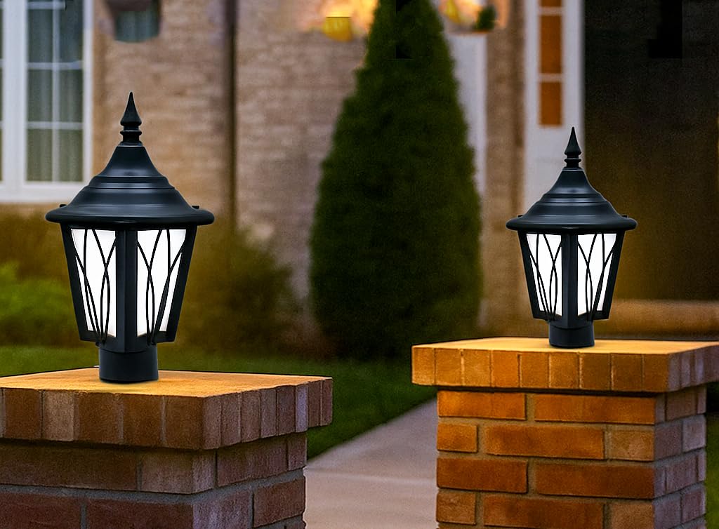 SWIATLO Elegant Black Outdoor Gate Lamp with Clear Glass Panels | Waterproof Gate Lamp for Garden, Pillar, and Entrance Post Light etc (Pack of 2,Without Bulb)-image-29